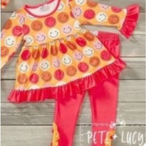 BOGO FREE Pete & Lucy Girl Pant Set Smiley Face  Size 5